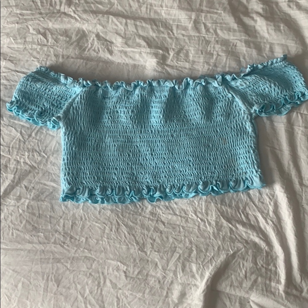 Blue threads crop top